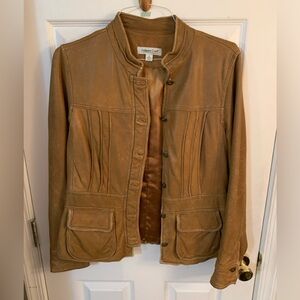 Coldwater Creek Butter Soft Tan Leather Jacket Adult Size 12 Large Preloved